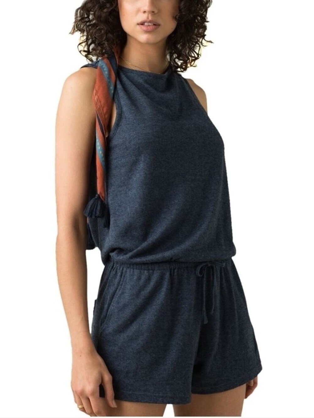 Prana Sylvie Romper sz S women Jersey Knit Back Tie Pockets